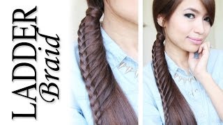 Ladder Braid Ponytail Hairstyle for Medium Long Hair Tutorial  Bebexo [upl. by Yecnuahc455]