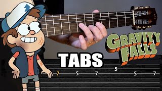 Como tocar la canción de Gravity Falls en guitarra acústica  Tabs acordes y backing track TCDG [upl. by Kroo]