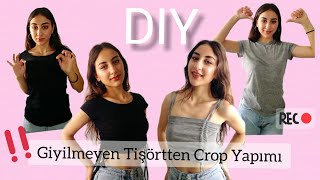 GİYİLMEYEN TİŞÖRTTEN CROP YAPIMIDIYBÜZGÜLÜ BADİ YAPIMIESKİ KIYAFETLERİNİZİ GERİ DÖNÜŞTÜRÜN [upl. by Ativoj]