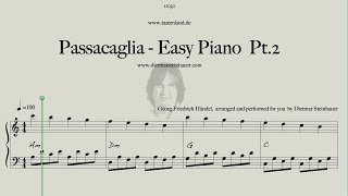 Passacaglia Pt 2  Easy Piano  Georg Friedrich Händel [upl. by Ater]