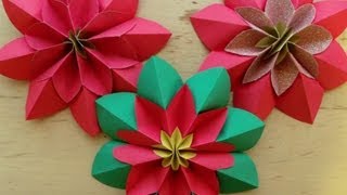 How to fold a poinsettia flower origami [upl. by Teerpnam527]