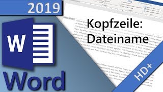 Word Dateiname in Kopfzeile einfügen DokumentTitel in 1 MINUTE HD 2019 [upl. by Eciralc]