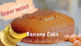 Banana Cake  Super moist Banana loaf with chocolate chips  Happy baking  Cake recipe [upl. by Ethelstan176]