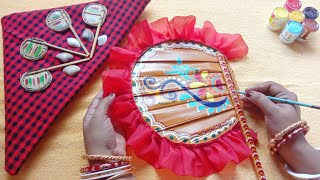 Talpatar Pakha decorationrus Decorating WorldDIYHandfan decorationতালপাতারপাখাTraditional [upl. by Rankin]