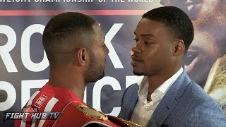 Kell Brook vs Errol Spence INTENSE FULL FACE OFF VIDEO  Sheffield England [upl. by Hastings259]