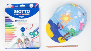 Cómo decorar una gorra blanca de tela con rotuladores para tejidos Giotto Decor Textile [upl. by Hazmah]