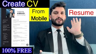 How to create cv in mobile  100free make CV in Mobile  how to create CV in mobile  Farhan Abbas [upl. by Nickolas587]