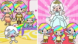 Chica Albina Se Convierte En Una Princesa Real🤍👑 Familia de Cabello Arcoíris Historia de Toca Life [upl. by Airdnoed]