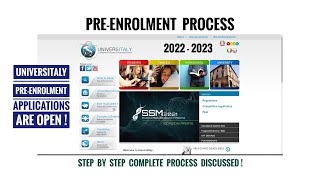 PREENROLMENT Process on Universitaly 2022  23  Explained [upl. by Doownil]