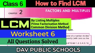 DAV class 6 maths chapter 2 worksheet 6  All Questions Solved [upl. by Jolenta]