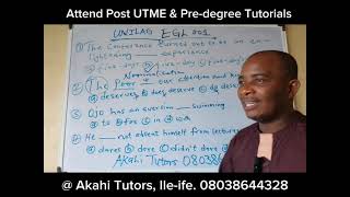 UNILAG Post UTME English Language Past Questions and Answers Solved by Akahi Tutors Ileife [upl. by Pierro95]