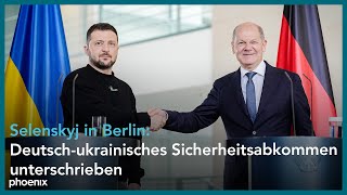 In Berlin UkrainePräsident Wolodymyr Selenskyj und Bundeskanzler Olaf Scholz  16022024 [upl. by Tine873]