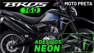 BROS 160  Que TOP ficou estas NOVAS BROS Preta com estas Personalizações de Adesivos Neon [upl. by Fidelas]