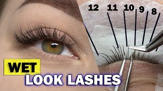 WET LOOK LASH  How to create a wispy eyelash extensions  Hybrid Set [upl. by Eolcin]