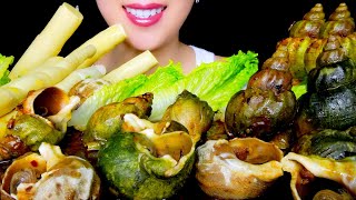 ASMR Mukbang  Canadian Sea Snails Whelk in Black Bean Sauce with Bamboo Shoots  TracyN ASMR [upl. by Boonie984]