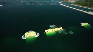 Venice MOSE floodgate barrier raised  sea level rise climate change flood defence  stock footage [upl. by Kucik]