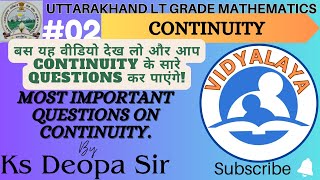 MOST IMPORTANT QUESTIONS ON CONTINUITY by Ks Deopa Sirlt grade maths [upl. by Stanwood]