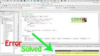 Fix Code Blocks Environment Error Cant find compiler executable in your configured search path [upl. by Esinereb700]