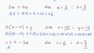 Obliczanie wartości wyrażeń algebraicznych  Matematyka Szkoła Podstawowa i Gimnazjum [upl. by Hcahsem]