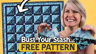 ⭐FREE PATTERN⭐  Easy Triangle amp Square Sashed Quilt Pattern [upl. by Drauode]