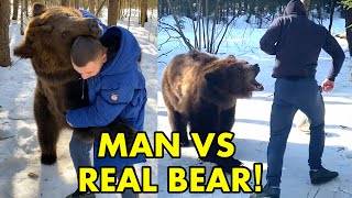 CRAZY RUSSIANS VERSUS REAL BEAR Wrestling football and training with wild predator [upl. by Deana]