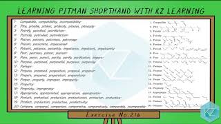 Pitman Shorthand  Exercise No216 Dictation  KZ Learning [upl. by Luedtke830]