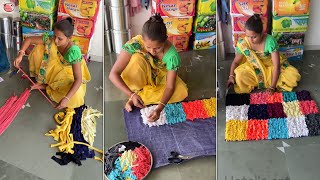 Mother Daughter making doormat  repurpose old clothes in your Home diy doormat [upl. by Meehan]