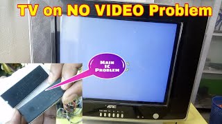 CRT TV power ON but No Video problem Repairing  Main IC replacement for AV problem [upl. by Alahs]