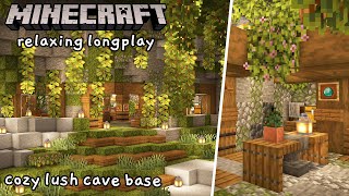 Minecraft Relaxing Longplay  Building a Cozy Lush Cave Base No Commentary 118 [upl. by Xilef]