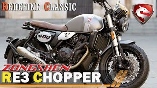 NEW ZONGSHEN RE3 CHOPPER 400  A Cyclone Lineup RetroStyled Motorbike [upl. by Allicsirp]