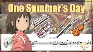 One Summers Day 千と千尋の神隠し  あの夏へ  Play along With Piano Accompaniment  Sheet music with Easy Notes [upl. by Ainimreh31]