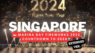 4K Extended Ver🇸🇬 Singapore Marina Bay Fireworks 2023 Countdown to Happy New Year 2024 🎆 [upl. by Dante]