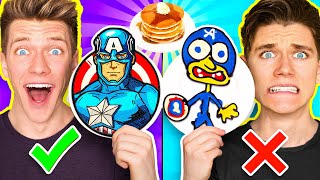 PANCAKE ART CHALLENGE Hero Edition amp Learn How To Make Avengers vs Star Wars Disney Plus Art [upl. by Drucilla622]