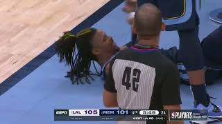 JA MORANT SCARY INJURY IN GAME 1 OF LAKERS VS GRIZZLIES [upl. by Tecla]