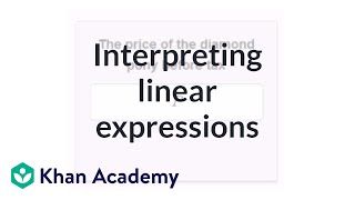 Interpreting linear expressions 1  Introduction to algebra  Algebra I  Khan Academy [upl. by Tillford]