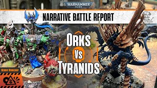 Orks Vs Tyranids  Warhammer 40000 Narrative Battle Report [upl. by Buote]