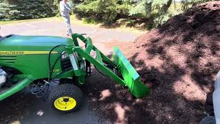 Moving Mulch at Chapel in the Pines with John Deere amp FEL [upl. by Alihet]