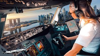 BOEING 777 Stunning LANDING SINGAPORE Airport RWY20R  Cockpit View  Life Of An Airline Pilot [upl. by Atikihc]