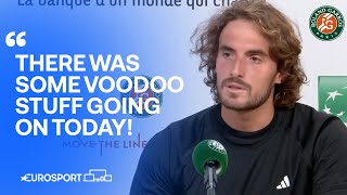 Stefanos Tsitsipas immediate reaction after French Open elimination to Carlos Alcaraz 💔 [upl. by Taddeo]