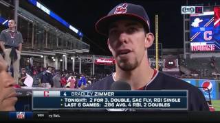 Bradley Zimmer with Andre Knott following the Indians fourth straight win [upl. by Beedon274]