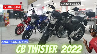 nova cb twister 2022 vermelha cinza fosco e azul perolizada bem de pertinho e valor atualizado [upl. by Euqininod]