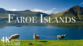 FLYING OVER FAROE ISLANDS 4K UHD Wonderful Natural Landscape With Calming Music For Stress Relief [upl. by Samale]