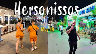 Hersonissos Crete nightllife walking tour 4k Chersonissos Kreta Greece 2024 [upl. by Ahsoyem]