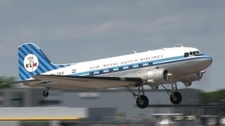 KLM Douglas DC3 Dakota PHPBA takeoff and landing at Hannover HAJEDDV [upl. by Kellen667]