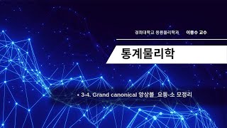 34 통계물리 Grand canonical 앙상블 요동 소모 정리 [upl. by Hanford740]