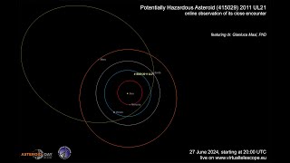 Potentially Hazardous Asteroid 415029 2011 UL21 close encounter online observation – 27 June 2024 [upl. by Yenahpets]