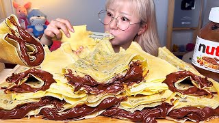 누텔라크레페🍫 치즈크레페🧀 초코 크레페 디저트 먹방 Dessert Mukbang [upl. by Stephan]