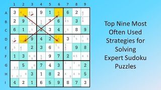 Top Nine Most Often Used Strategies for Solving Expert Sudoku Puzzles [upl. by Hiamerej760]