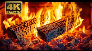 🔥 4K Fireplace Ambience 12 HOURS Continuous Cozy Fire Logs with Authentic Crackling Sounds [upl. by Sjoberg]