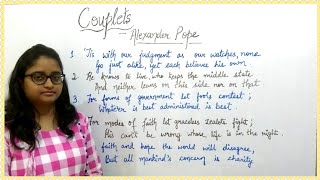 Couplets by Alexander Pope  explained in hindi and english Class 8  DAV [upl. by Grizelda]